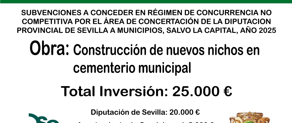Cartel Obra Diputacion de Sevilla CONCERTACION (Nichos Cementerio) 2025