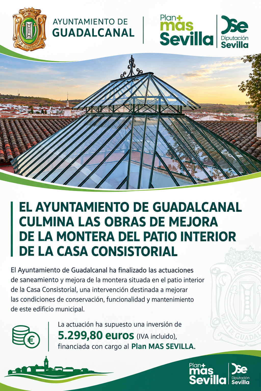 Cartel municipal sobre la mejora de la montera